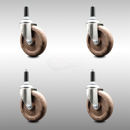 Service Caster 5 Inch 316SS High Temp Glass Filled Nylon 3/4 Inch Expanding Stem Caster Set SCC-SS316EX20S514-GFNSHT-34-4